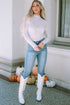 Star Embellished Sheer Mesh Long Sleeve Top
